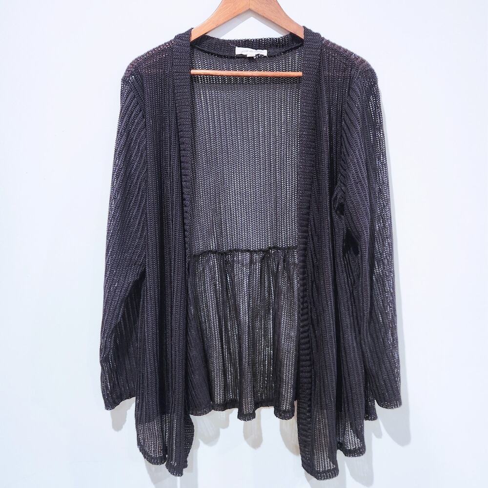 Joie De Vivre Womens Black Chevron Knit Open Cardigan Size XL Whimsygoth Layers